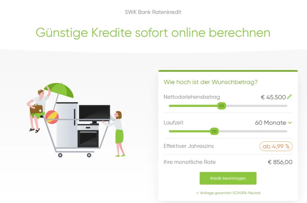 Online Kredit beantragen bei der SWK Bank – schnell und einfach